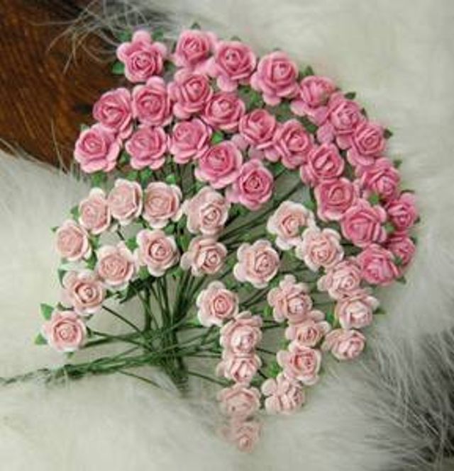 Hovedbilde Papirdesign-Roser 1,2 cm, Rosa og lys rosa-nr 35- ...