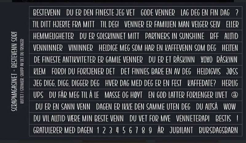 Scrapmagasinet-Klistremerke-Bestevenn 10x15- Svart