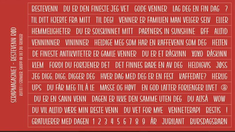 Scrapmagasinet-Klistremerke-Bestevenn 10x15- Rød