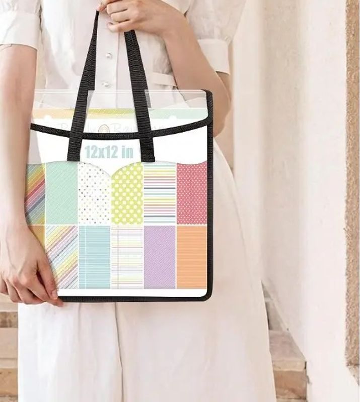 oppbevarings veske med hank til 12x12 inch ark