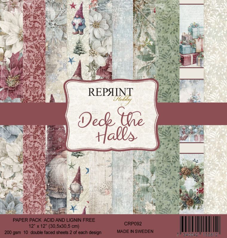 Deck The Halls- blokk fra Reprint- 8x8 inch
