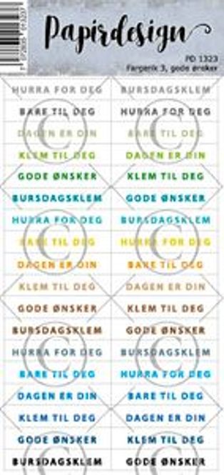 Hovedbilde Papirdesign- Klistremerke- Fargerik 3