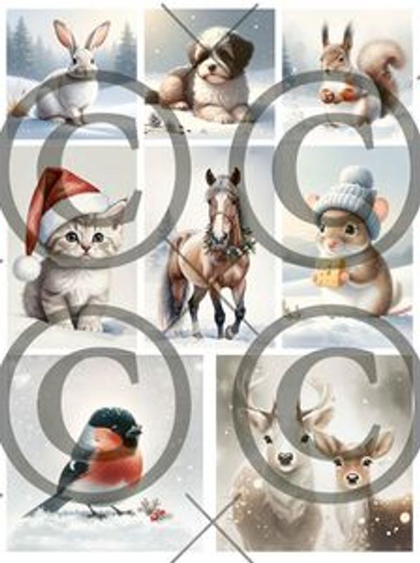 Papirdesign -Juledyr Bildeark - PD1536