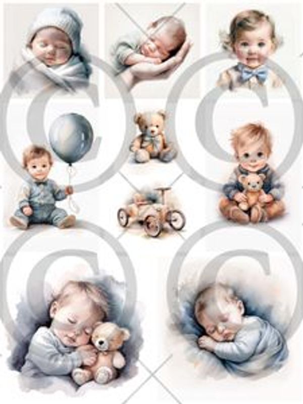 Motiv / bildeark - Babygutt - Papirdesign - pd1453 