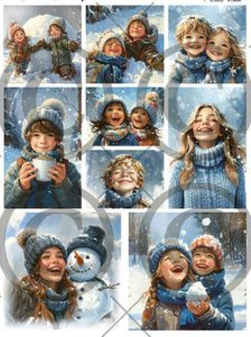 Hovedbilde Motiv / bildeark - Vinterbarn- Papirdesign - ...