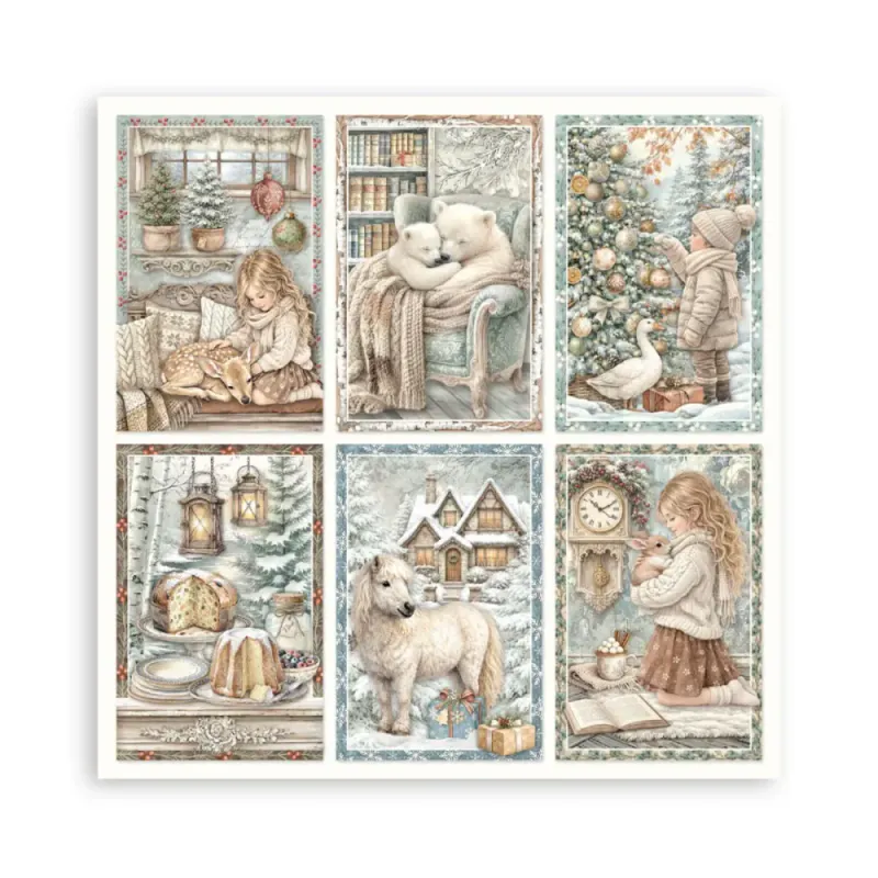 Stamperia - White Christmas - Singled sided - Paper Pad 8 x 8