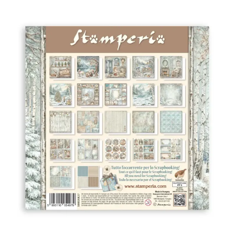 Stamperia - White Christmas - Singled sided - Paper Pad 8 x 8