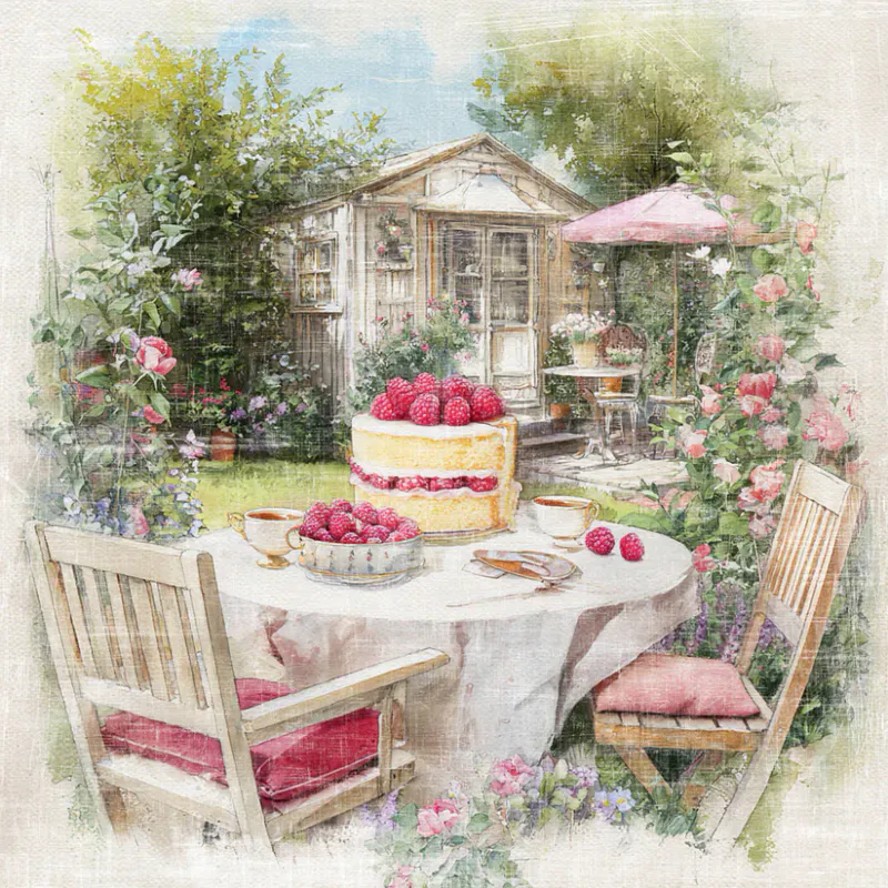  Reprint -Summer Garden -Romantic-Garden- 12x12 inch-RP0750