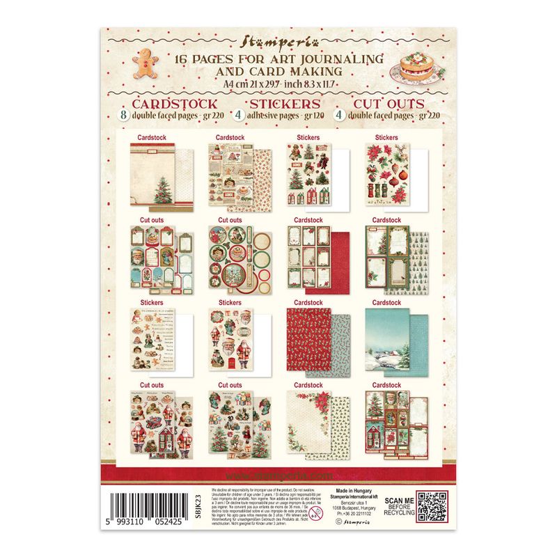 Stamperia Classic Christmas – Art Junk journal A4-bok