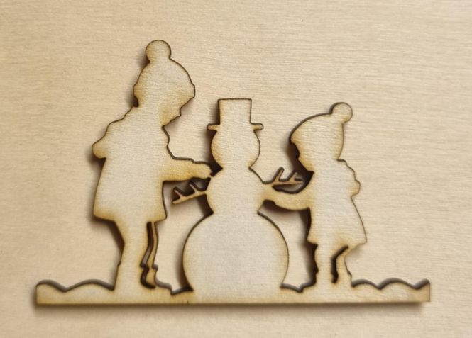 Hovedbilde Barn og snømann -  Scrappehusets egen trepynt  - ...