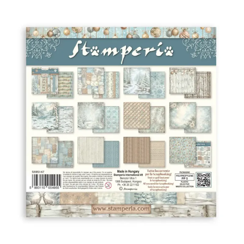 Stamperia - White Christmas - Background Selection Paper Pad - 8 x 8