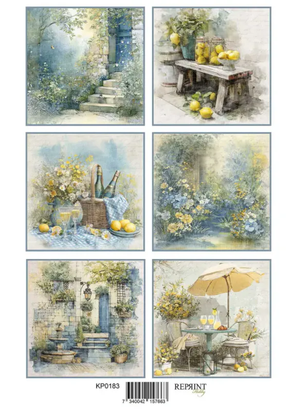 Reprint-Pappir Klippark/blideark - Summer Meadow Tags - A4-KP0183