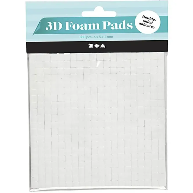 Hovedbilde 3D Klebeputer 1 Pk., 2 Ark, 5x5 mm, 1 mm, Hvit, ...
