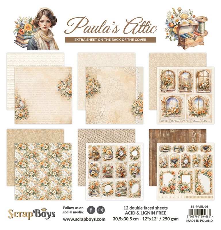 Paula's attic - 12 x 12 blokk - fra Scrapboys